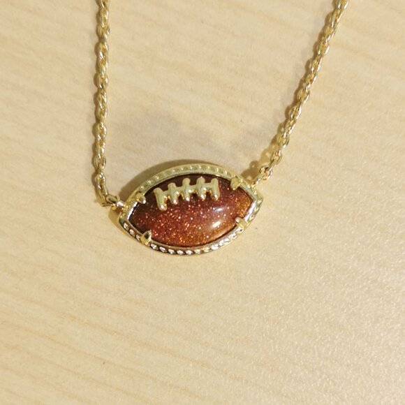 Kendra Scott Jewelry - Kendra Scott Gold Orange Goldstone Football Pendant Necklace